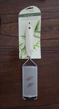 Natural Home MOBOO Fine Grater Recycled Stainless Steel Bamboo Handle New